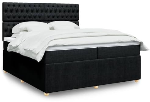 qohoio Boxspringbett mit Matratze Betten Mit Matratze Schlafzimmer Bett Boxspringbett Mit Matratze Schwarz 200x200 cm Stoff - 3292172