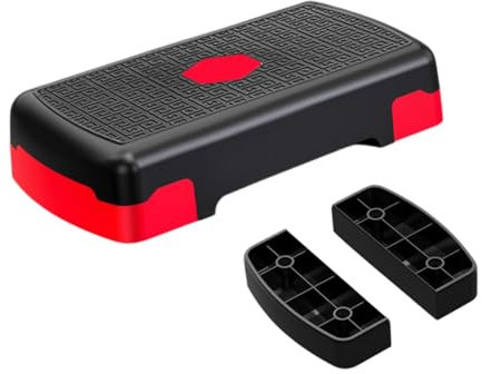 Folpus Aerobic-Stepper, Workout-Stepper, Übungs-Step-Plattform für Fitnesstraining, Rot Schwarz