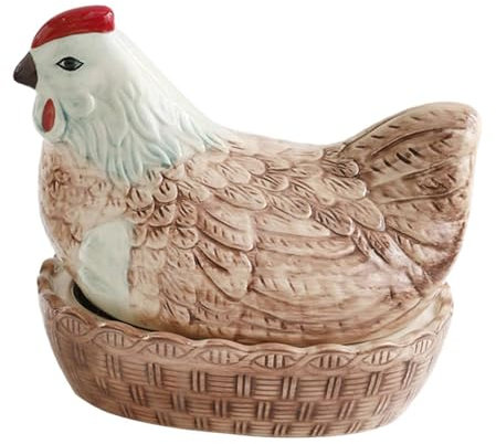 Baoblaze Hühnereierkorb, Eierbehälter, Bauernhaus, dekorativer Korb, Eiersammelkorb, Eierhalter für Arbeitsplatte, Speisekammer, Obstei, Keramik Braun