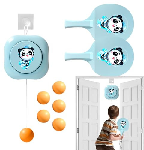 Qkbuza Door Jam Pingpong Portable Set,Adjustable Portable Set Door Table Tennis Trainer Set - PingPong Trainer with Racket Training Doorway Game for Indoor
