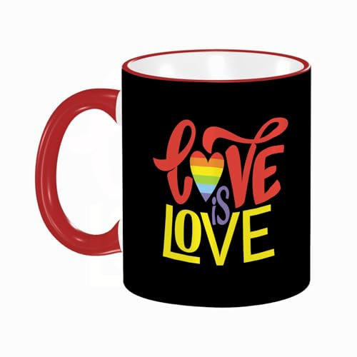 KDWJS Tazza in ceramica originale,bianco,11 once di tazze 330 ml tazza grande,tazza divertente - decora la tua tazza,Maglietta Pride Day Love Is Love