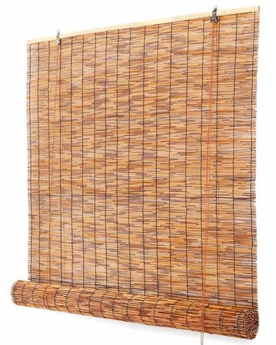 MDXVRKYBC Store Bambou Enrouleur Store Exterieur Terrasse Imperméables pour Fenêtres Rideau Bambou Exterieur Occultants Personnalisables Volets pour Pergola Balcon Extérieur Porche(Carbonized Color)