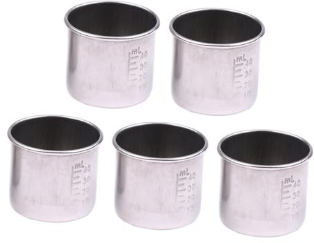 Alipis 5 Stücke 40ml Labor Probensammlung Transparente Tasse Stahl Messbecher