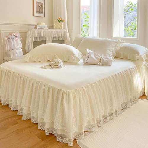 HLTQL Boxspringbett Husse Komplett Bettrock Mit Spitze Bed Skirts & Valances Bett Husse Box Spring Bett Betthusse RüSchen Betthusse FüR Boxspringbett 180x200(#1,150x200cm)