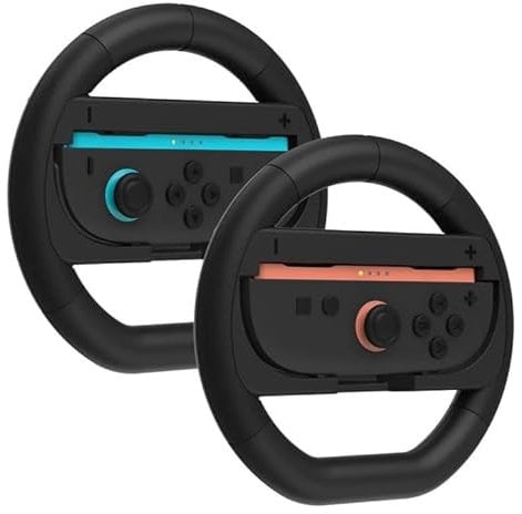 Switch 2 Racing Wheel Set, 2-Pack Joy-Con Controller Steering Wheel Attachments, Black