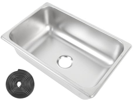 304 Lavandino a Bacino Singolo in Acciaio Inossidabile, 12.44x8.11x3.94in Lavello a Barra Topmount per per Rimorchi Viaggio Barca Cucina con Porta di Scarico 40 Mm