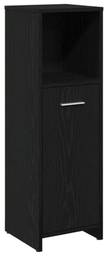 vidaXL Badezimmermöbelset mit Schubladen 4 pcs Schwarz Eichen-Optik, Badezimmer Design, rechteckig, Moderne Möbel, kompakte Aufbewahrung, stylisches Ambiente für städtisches Wohnen