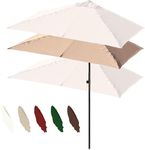 OPOLDBDMAC Parasol De Jardin Extérieur Demi-Parasol De Jardin À Hauteur Réglable Inclinable 1/2 Parasol D’ombrage Rectangulaire pour Balcon, Jardin, Cour, Porche, Mur(Khaki)