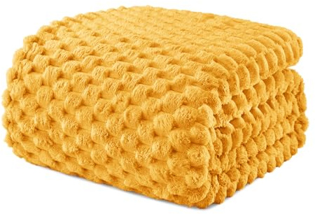 Exclusivo Mezcla Kuscheldecke Flauschig 150 x 200 cm Fleecedecke Senfgelb