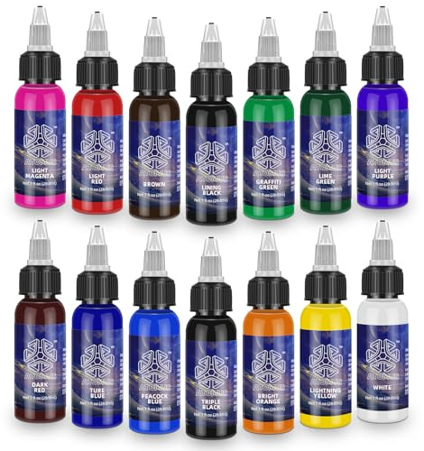 ATOMUS 14pcs 30ml Tattoo Tinte Kit natürliche Pflanze Tattoo Tinte Pigment Permanentes Make-up