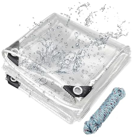 Clear Tarpaulin Waterproof Heavy Duty 2.5m x 3m, 14Mil Thickened Clear Vinyl Tarp with Grommets and Cable Tie, Transparent Tarpaulin Sheet for Patio,Pavilion,Chicken Coop,Garden Pergola,Greenhouse