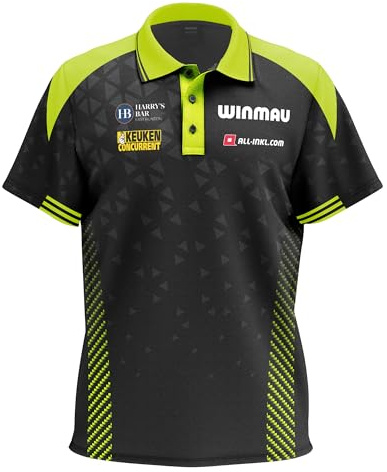 WINMAU - Michael Van Gerwen MvG Darthemd - Verfügbar in S, M, L, XL, 2XL & 3XL - Fan Edition & Stage Edition Professionelles Darts Polo - Dartshirt der Player Edition - Geeignet für Männer und Frauen