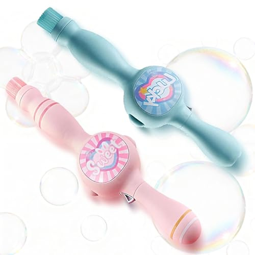 Baguette à bulles de brouillard magique colorée, baguette élastique à bulles pour les fêtes en plein air (bleu + rose)