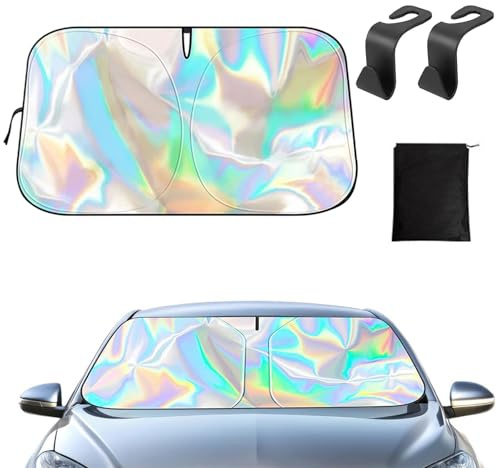 145 x 80 cm Parasol Plegable Coche, Protector Solar para Parabrisas Delantero, Universal Parasol Paraguas Coche para Coche, SUV, Camionetas, Todoterrenos