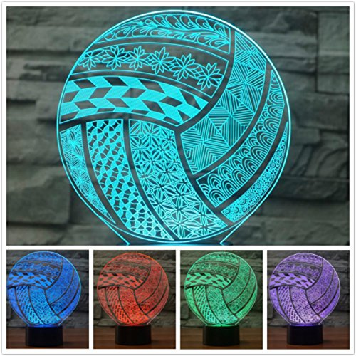 Jinson well 3D Volleyball Lampe optische Illusion led licht Nachtlicht 7 Farbwechsel Touch Switch Tisch Schreibtisch Dekoration Lampen mit Acryl Flat ABS Base USB Kabel Spielzeug