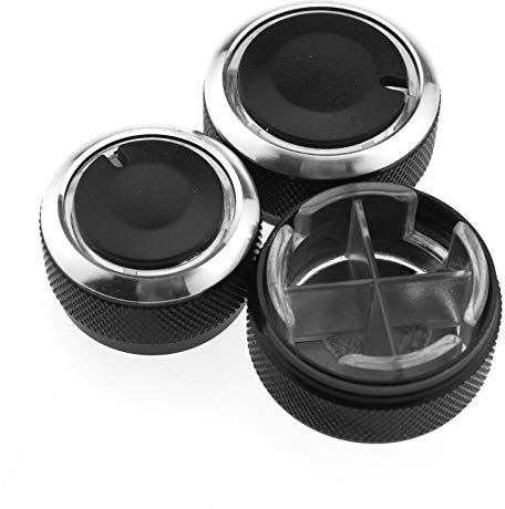 YINETTECH 3Pc Klimaanlage-Knopf-Schalter-Aluminiumlegierung-Hitze-Steuerknopf für VW-Polo