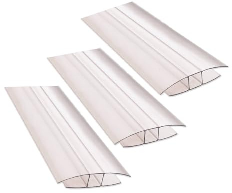 Ironlux - Pack 3 Perfiles de Unión - Perfil en H Policarbonato - Longitud: 2m - Espesor: 8mm - Para Unir Placas y Planchas de Policarbonato Transparente - Perfiles Decorativos