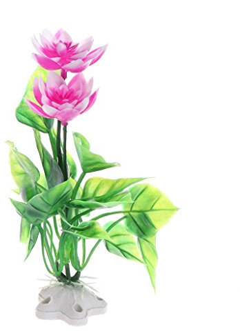 Ogquaton Lotus Aquatique Plantes artificielles Réservoir d'aquarium Ornements d'aquarium Fleur Rose Pourpre Durable et Pratique