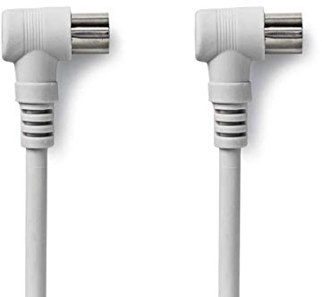 ConnectingU 90db 5m White Right Angled TV Aerial Cable Male to Male with Male to Male Coupler