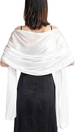 Petalum Elegant Braut Schal Stola Schal für Kleider, Hochzeit Party Retro Umschlagtücher Leicht Weich Schal Wraps Weiß 200 cm