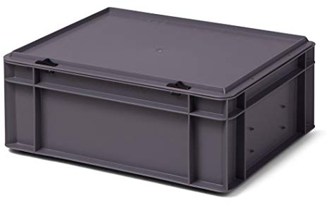 1a-TopStore Design Aufbewahrungsbox mit Deckel | Stapelbox stapelbar | 5 Farben | 8 Größen (40x30x15,5, grau)