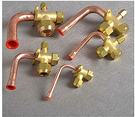 1pc Kupfer verdicken Klimaanlage Ventil BSP Gewinde 3-Wege-Bend-Flare Rohr Split Expansionsventil für Klimaanlagen,(1/4)6mm