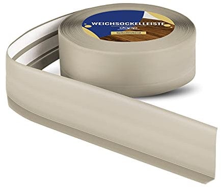 DQ-PP WEICHSOCKELLEISTE | 50m (2x25m) | beige | 50x15mm | PVC | selbstklebend | Knickwinkel Fussleisten Gummileiste Sockelleiste Winkelprofil Abschlussleiste Bodenleiste
