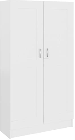 vidaXL Bücherregal mit 4 Fächern 2 Türen Büroschrank Aktenschrank Bücherschrank Schrank Aktenregal Standregal Weiß 82,5x30,5x150cm Holzwerkstoff