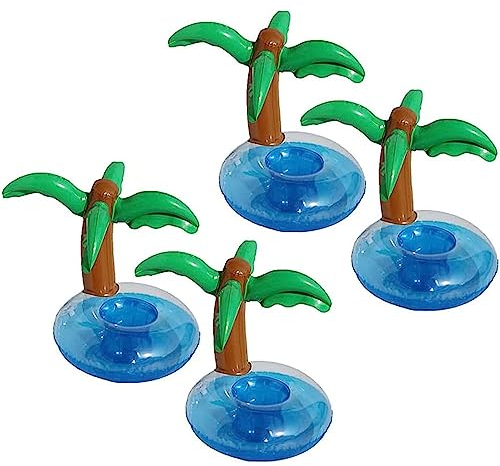 LATRAT 4 Stücke Aufblasbare Palmen Untersetzer Jumbo Kokospalmen Trinken Becherhalter Strand Hintergrund Dekoration für Hawaiian Luau Party