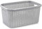Tradineur - Cesta Rattan para la Colada Rectangular estilo Mimbre, Pongo todo de Plástico, para ropa, Capacidad de 35 Litros, Color a elegir, 53,5 x 36 x 26,5 cm (Color Plata)
