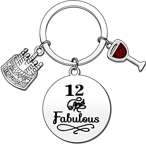 Exiiantag Birthday Keyring 12th Birthday Keychain,Friend Birthday Keychain with Box,Birthday Keyring