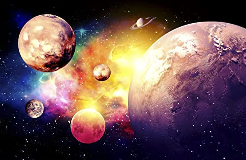 Papier Peint Photo INTISSÉ-PLANÈTES-(FP4730)-350x260 cm-Espace Univers Voie Lactée Galaxie Espace Terre Lune Cosmos Astronomie Murale XXL Poster Géant Affiche Décoration