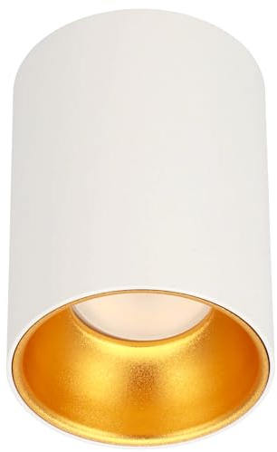 EDO Aufbauspot GU10 ZAMA Deckenspot Weiß Gold Rund - Aufbaustrahler Aufbauleuchte Deckenleuchte - Ø80x110mm Aufputz Spot 230V - Deckenlampe - Aluminium Downlight für Schlafzimmer Wohnzimmer