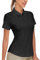 Soneven Polo Femme Manches Courtes Noir 1/4 Zip Respirant Séchage Rapide pour Golf Tennis Loisirs Entraînement Course à Pied