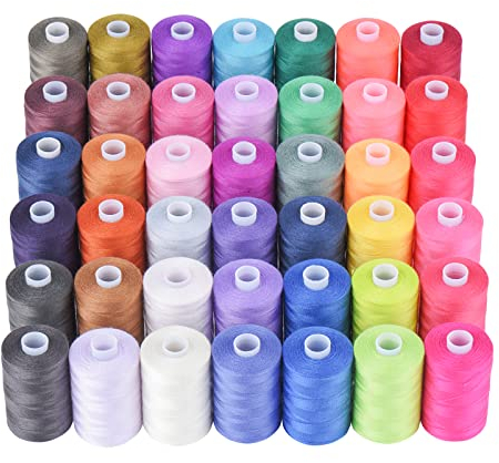 Simthread Allzweck-Nähgarn, 42 Spulen Größe 40D/2 Polyester-Nähgarn zum Nähen, Quilten und für die Nähmaschine - Praktische Polyester-Nähgarne für die Nähmaschine, je Spule 1000 Yards (42 Farben)