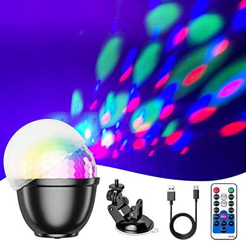 Mini Discokugel, Gomifie 360° Led Discolicht Partylicht USB Wiederaufladbar Musikaktivierung, 15 Farben Discokugel Party Lampe und 4 Nachtlicht Modi mit Timing für DJ, Weihnachten und Party