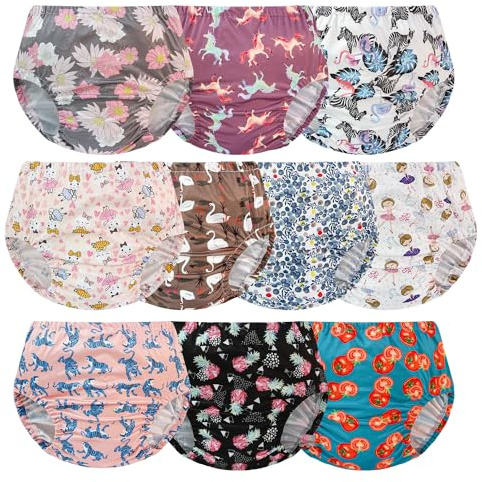 EZ Moms Lot de 10 sous-vêtements imperméables en plastique respirant et réutilisable pour nouveau-né, sous-vêtements d'entraînement confortables et imperméables pour bébé, couverture de couche de bain