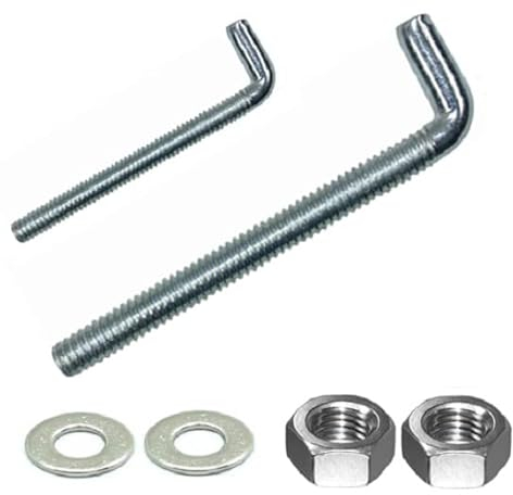 Metrische L-Haken inkl. 2x Muttern + Scheiben, Gewinde M4-M8, Stahl verzinkt (10, M5 x 50 mm)