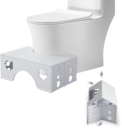 Toilettenhocker Klappbar,Physiologischer Hocker Badezimmer für Erwachsene Kinder,Rutschfester Squatty Potty Hocker,Anti-Verstopfung WC Hocker für Badezimmer,Perfekte Höhe für die Empfohlene Haltung