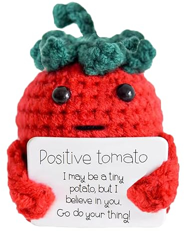 XBOCMY Positive Tomate Pocket Hug Geschenk, Kreatives Stricken Wolle Puppe, Glücksbringer für Prüfungen, für Freundin, für Freund, Mutmacher , für Frauen