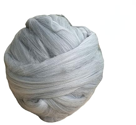 Bici Sperrige Armstricken Wolle, Roving Garn zum Handstricken Häkeln, Grobe Isländische Wolle, Grobstrick Weiches Wollgarn, Dicke Wolle Garn für Decke Stricken (hellgrau,1500g)