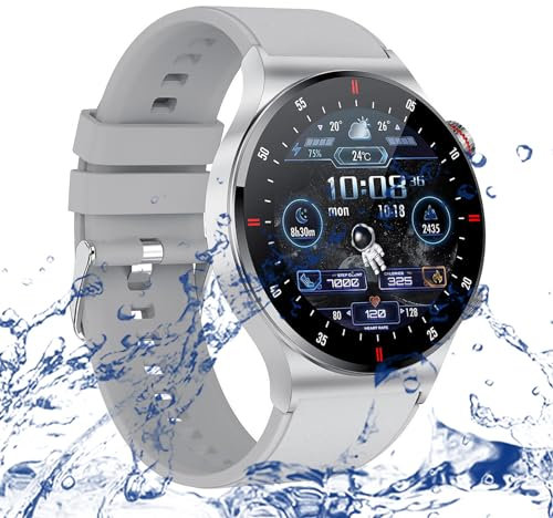 Smartwatch Damen Herren IP67 Wasserdicht Fitnessuhr Sportuhr, Bluetooth-Anrufe mit 1.28''Touchscreen Herzfrequenz-Schlafmonitor 7 Tage Lange Akkulaufze Itmehrfach Sportmodi, für IOS Android Weiß