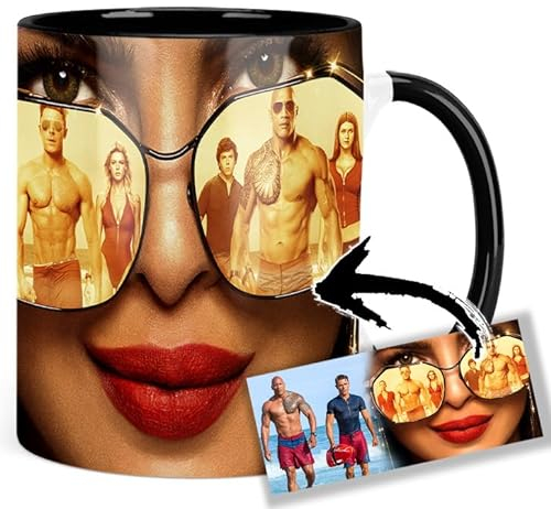 Baywatch Dwayne Johnson Zac Efron Priyanka Chopra Tasse Innen & Henkel Schwarz Keramikbecher Mug