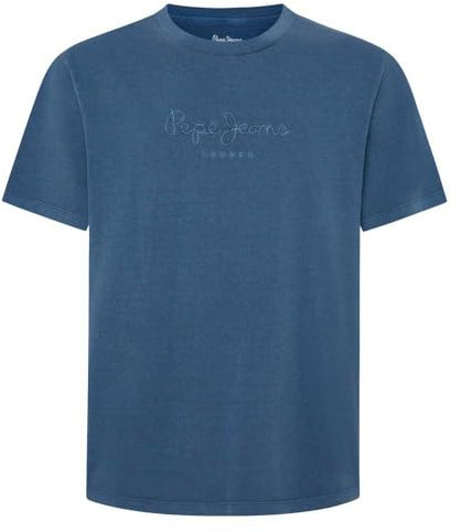Pepe Jeans Herren Emb Eggo T-Shirt, Blue (Sea Blue), S