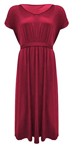 AMDOLE Rose Outfits 2023 Robe longue tendance pour femme enceinte Robe d'allaitement super douce Ceinture réglable Robe rose Tenues, Rouge, XL