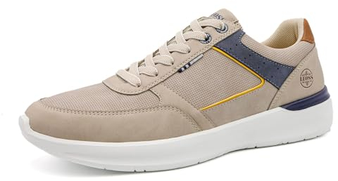 LEOSS ORIGINAL Herren Atmungsaktiv Straßenlaufschuhe Leicht Freizeit Sportschuhe Classic Sneaker Leicht Walkingschuhe Sportschuhe Laufschuhe und Sportschuhe Herren beige 43 EU