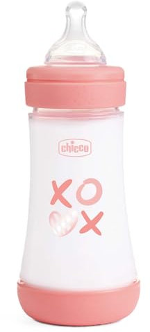 Chicco Perfect 5 x Anti-Colic Flasche 240 ml Mittlerer Durchfluss für Neugeborene 2m+, Silikonsauger, 240 ml Flasche mit Intui-Flow System
