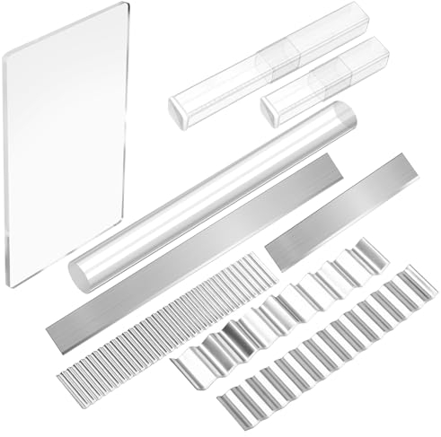 KALIONE Acrylglas mit Acryl Ton Roller, 9 Stück Polymer Ton Werkzeuge, Acrylplatte, Rechteckige Form, Tonklingen-Set für Ton, DIY, Formen, Modellieren, Bildhauerei