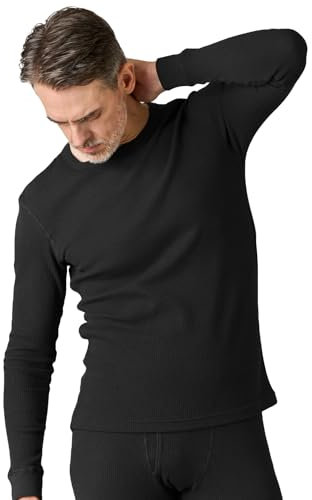 LAPASA Men's Waffle Thermal Top Cotton Long Sleeve Skin-Friendly Base Layer T-Shirt Midweight M58