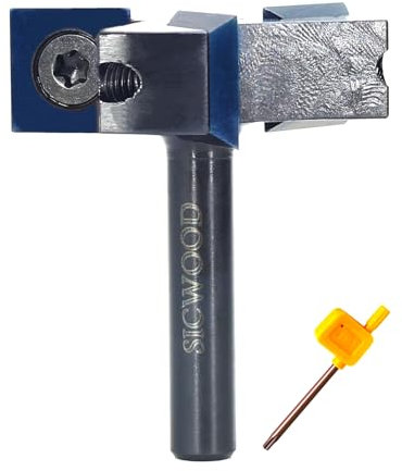 SICWOOD CNC Spoilboard Surfacing Router Bit 1/4 Shank, 1-1/2” Cut Dia, with DLC Coated, 3-Flute, 12*12*2.2mm Blade, Slab Flattening Router Bit, Planing Bit, for Rabbeting Flycutter, Planer